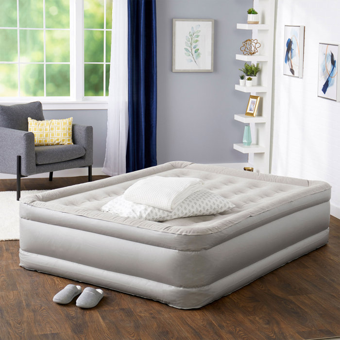 InstaBed Raised 18 Inch Queen Airbed Air Mattress with Built In Never
